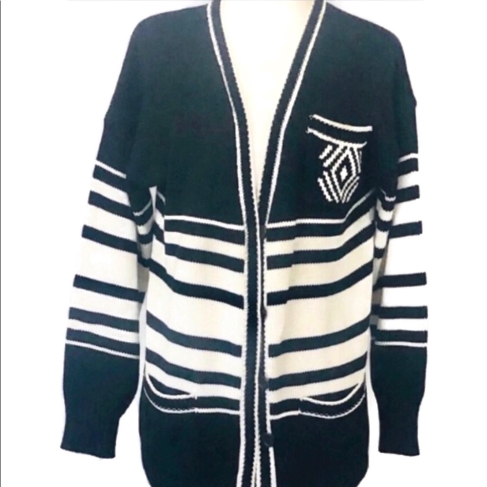 Black and White Oversized Cozy Cardigan